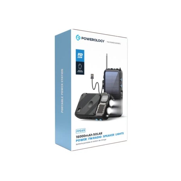 پاوربانک خورشیدی و اسپیکر بلوتوث پاورولوژی Powerology 16000 Power Bank