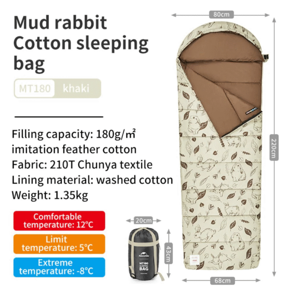 کیسه خواب نیچر هایک مدل cute mud rabbit cotton sleeping bag mt180