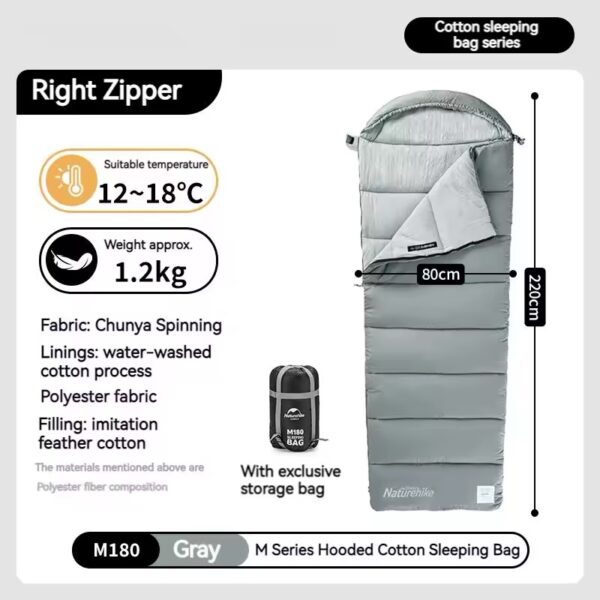 کیسه خواب نیچرهاک مدل naturehike Envelop washable cotton sleeping bag with hood my180