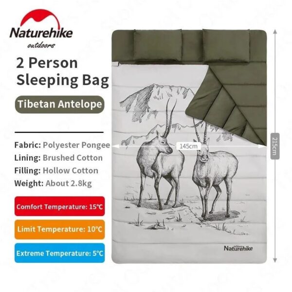 کیسه خواب دو نفره نیچرهایک طرح گوزن مدل Naturehike NH21MSD06