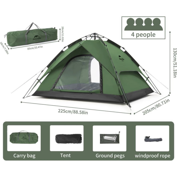 چادر اتوماتیک چهار نفره نیچرهایک مدل Naturehike NH21ZP008